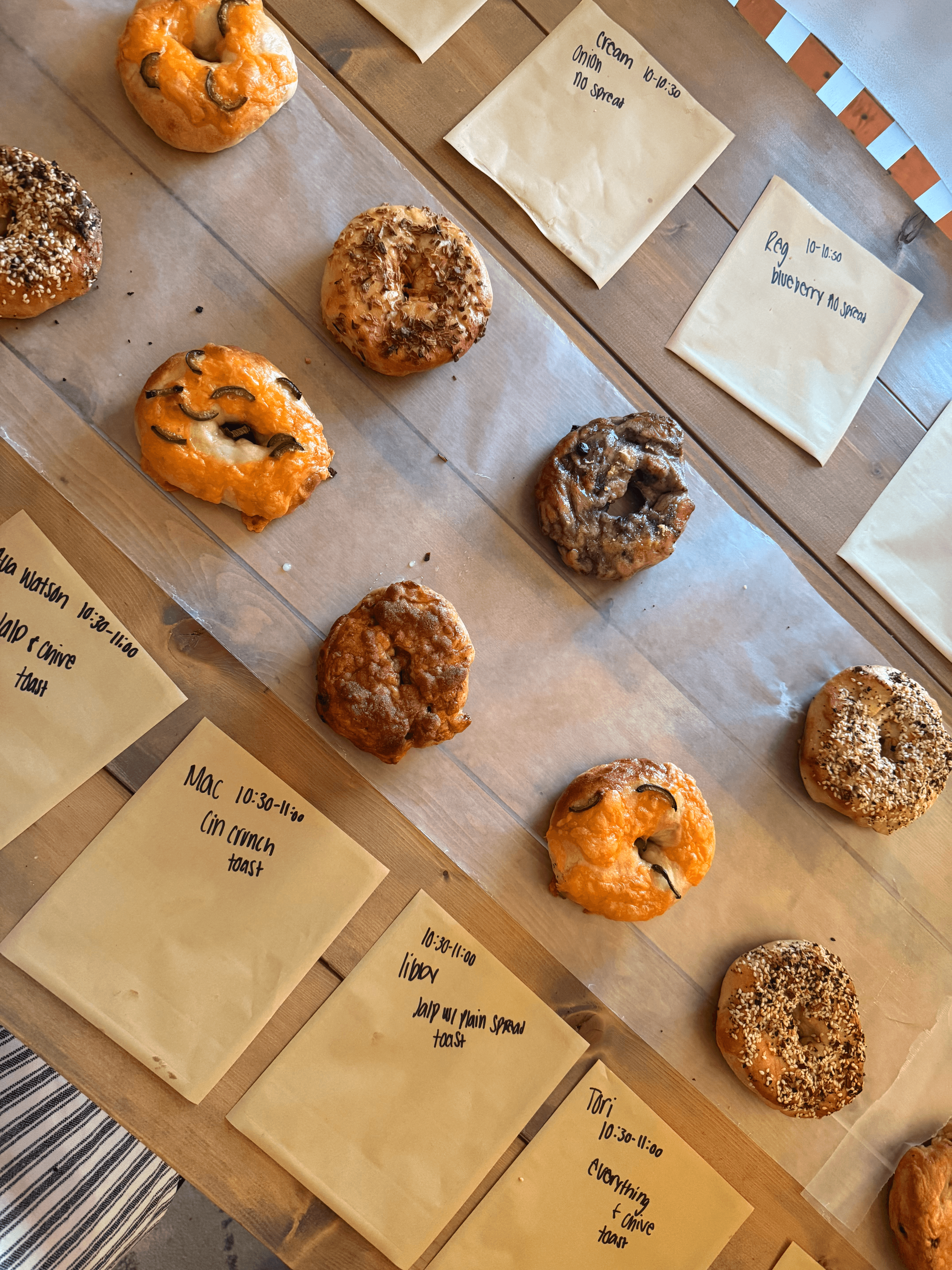 Bagels with order labels