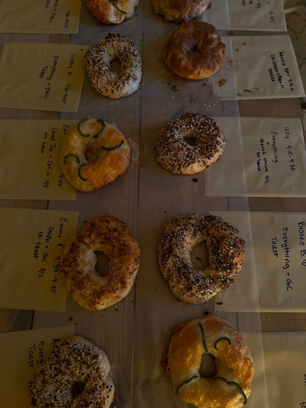 Bagel orders ready for pickup