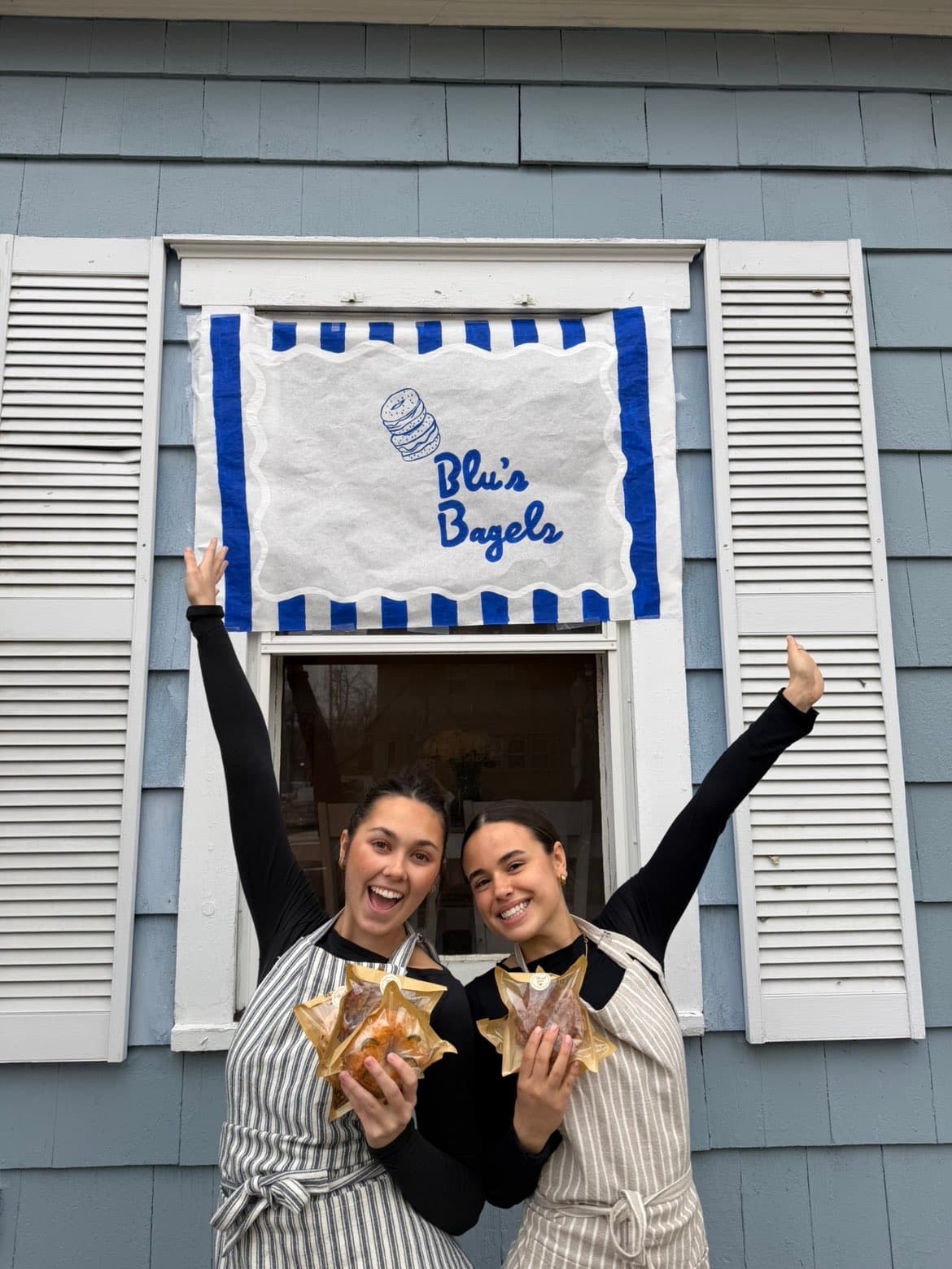 Blu's Bagels founders celebrating