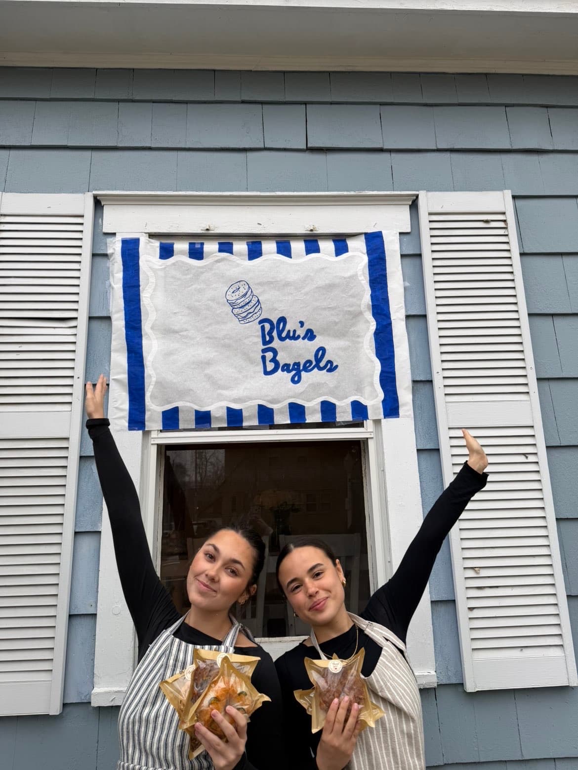 Blu's Bagels founders outside