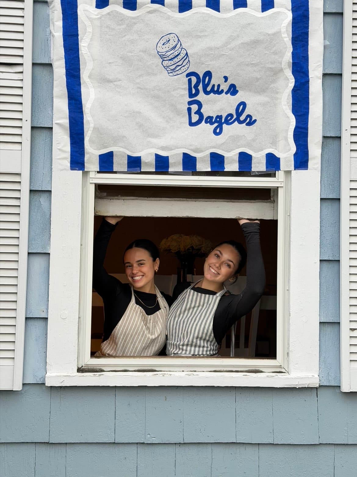 Blu's Bagels founders at the pickup window
